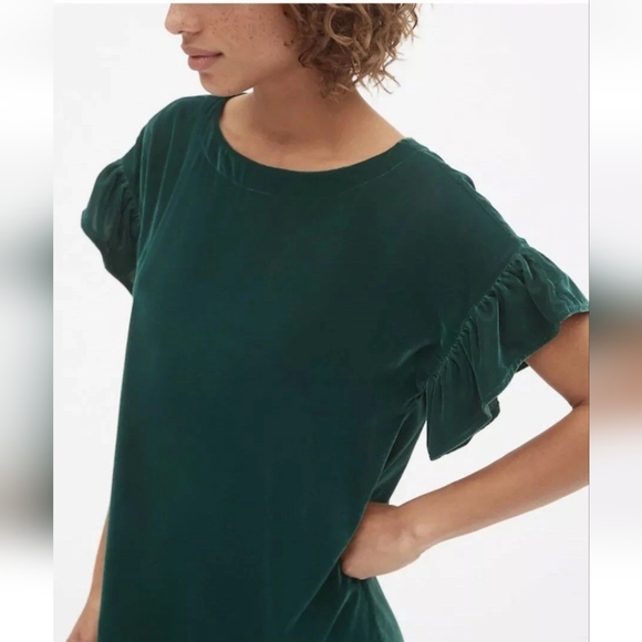 GAP Emerald Velvet Mini Dress Women Size S - Picture 5 of 16